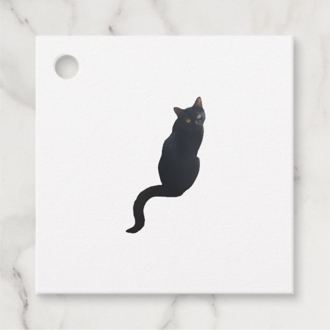Schwarze Katze Geschenkanhänger (Vorderseite)