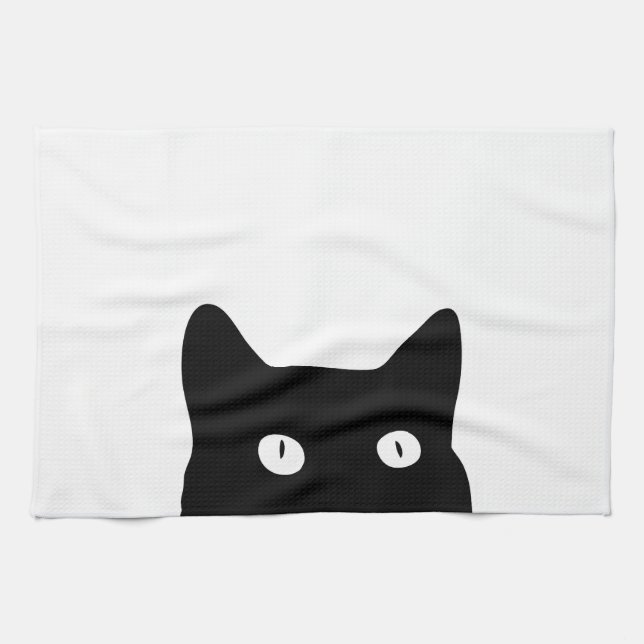 Schwarze Katze Geschirrtuch (Horizontal)