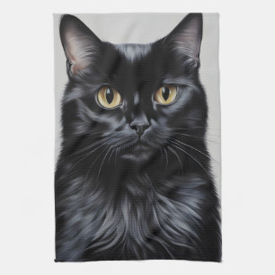 Schwarze Katze Geschirrtuch
