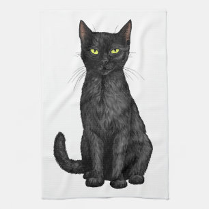 Schwarze Katze Geschirrtuch