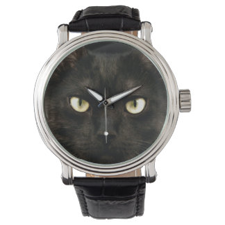 Schwarze Katze-Gesicht Armbanduhr
