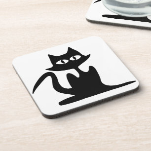 SCHWARZE KATZE GETRÄNKEUNTERSETZER