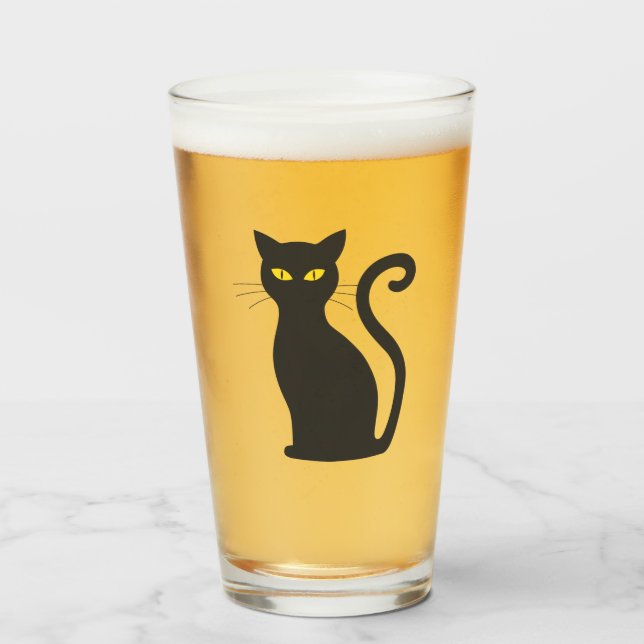 Schwarze Katze Glas (Vorne (Gefüllt))