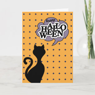 Schwarze Katze glücklich Feiertagskarte
