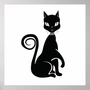 Schwarze Katze gotisch Poster