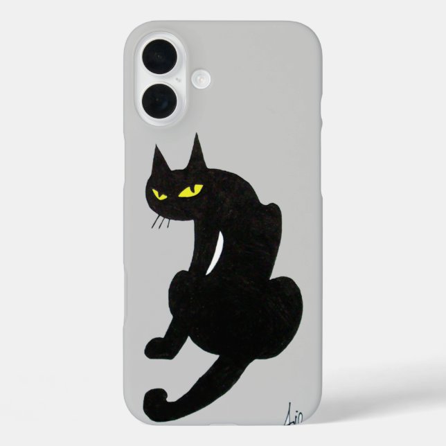 SCHWARZE KATZE grau iPhone 16 Plus Hülle (Rückseite)