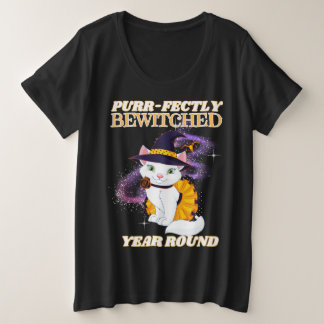 Schwarze Katze Große Größe T-Shirt