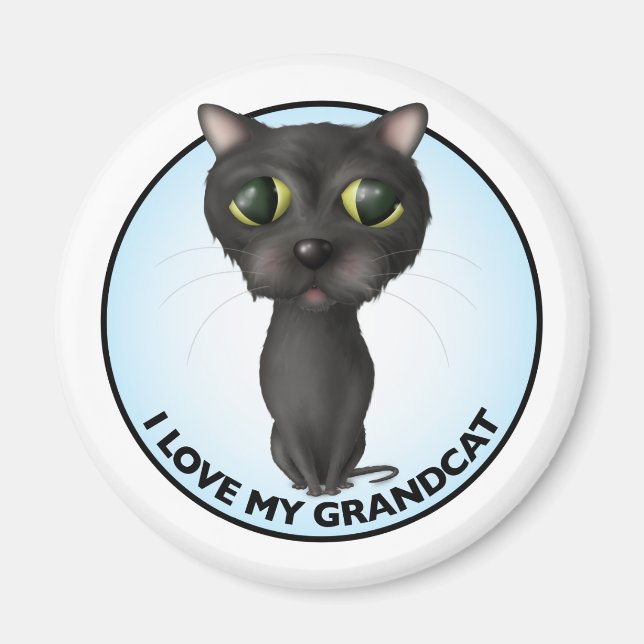 Schwarze Katze - Großkatze Magnet (Vorne)