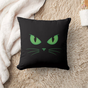 Schwarze Katze Grüne Augen Gruselig Kissen