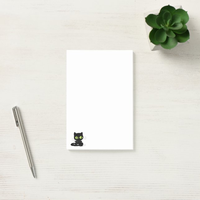Schwarze Katze Grüne Augen Notizen  (Büro)