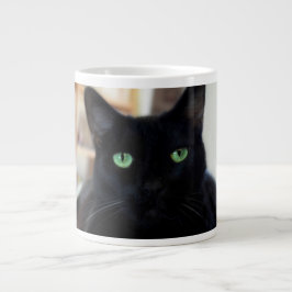 Schwarze Katze - grüne Augen - Tasse