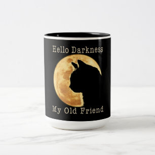 Schwarze Katze Hallo Dunkelheit Mein alter Freund Zweifarbige Tasse