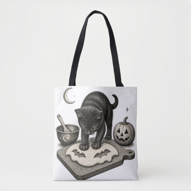 Schwarze Katze Halloween Backen Tasche (Vorderseite)