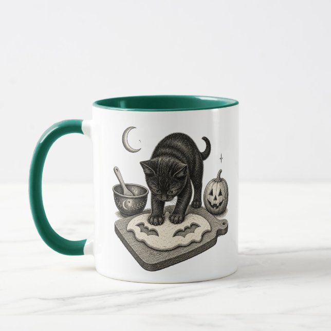 Schwarze Katze Halloween Backen Tasse (Links)