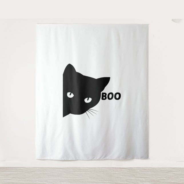 Schwarze Katze, Halloween-Geschenkkatzen Wandteppich (Vorderseite)