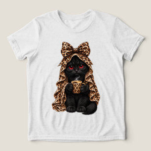 Schwarze Katze Halloween Gruselige Katze in Leopar Tri-Blend Shirt