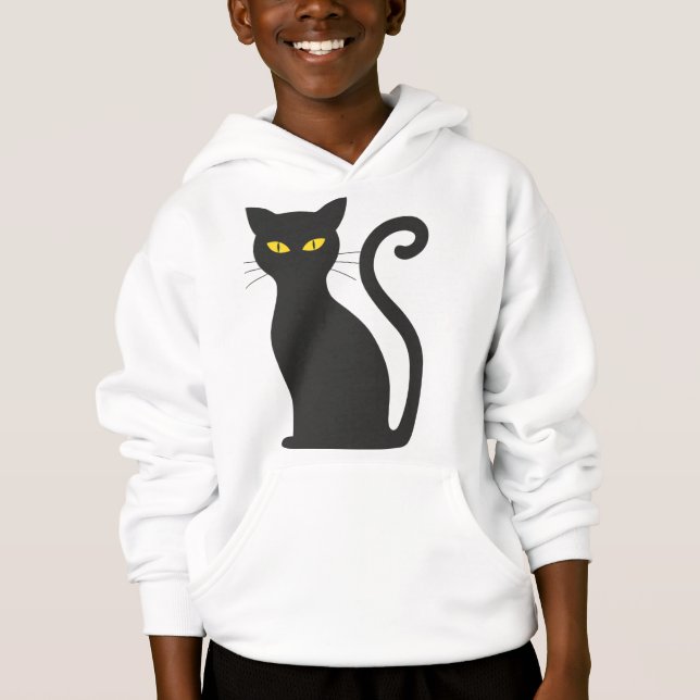 Schwarze Katze Halloween Hoodie (Vorderseite)