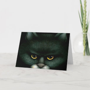 Schwarze Katze - Halloween-Karte Karte