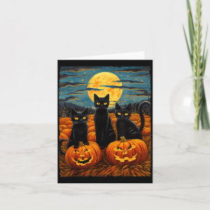 Schwarze Katze Halloween Katzenliebhaber Nachthimm Karte