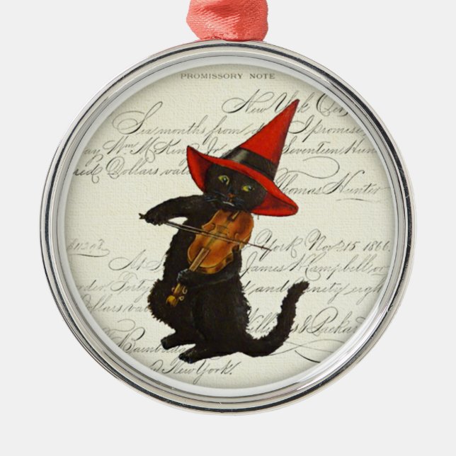 Schwarze Katze Halloween Keramik Ornament (Vorne)