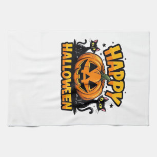 Schwarze Katze Halloween Klassiker T-Shirt_2 Geschirrtuch