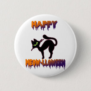 Schwarze Katze Halloween Kürbis Halloween Button