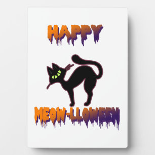 Schwarze Katze Halloween Kürbis Halloween Fotoplatte