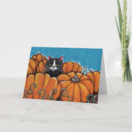 Schwarze Katze, Halloween-Kürbispflaster Karte