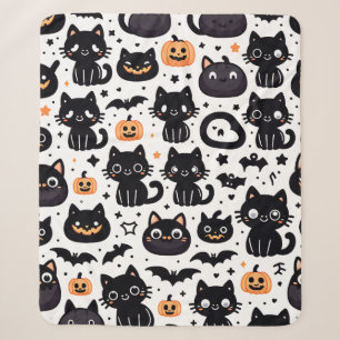 Schwarze Katze halloween Muster Sherpa Decke Sherpadecke