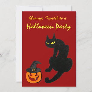 SCHWARZE KATZE HALLOWEEN-PARTY EINLADUNG