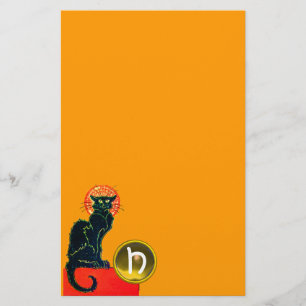 SCHWARZE KATZE HALLOWEEN-PARTY-MONOGRAMM BRIEFPAPIER
