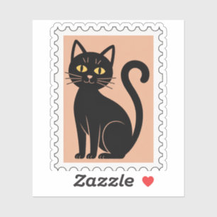 Schwarze Katze Halloween-Poststempel Aufkleber