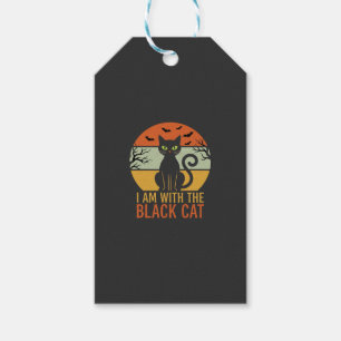 Schwarze Katze Halloween Retro-Sonnenuntergangs-De Geschenkanhänger