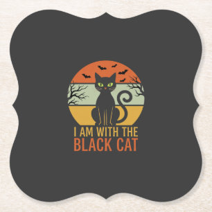 Schwarze Katze Halloween Retro-Sonnenuntergangs-De Untersetzer