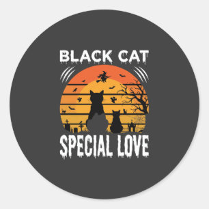 Schwarze Katze Halloween-Special-Liebe Gothic-Desi Runder Aufkleber