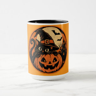 Schwarze Katze Halloween  Tasse