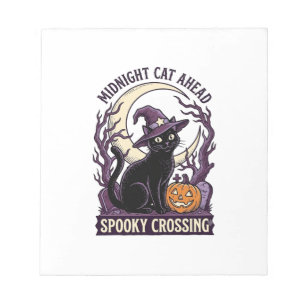 Schwarze Katze Halloween Vintage Gravur Kürbis Kat Notizblock