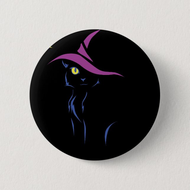 Schwarze Katze Halloweens Button (Vorderseite)