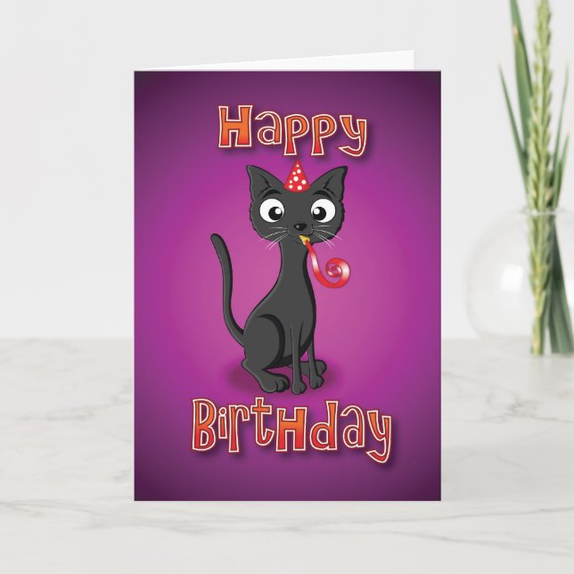 schwarze Katze - hat& Pfeife - alles Gute zum Karte (Vorderseite)