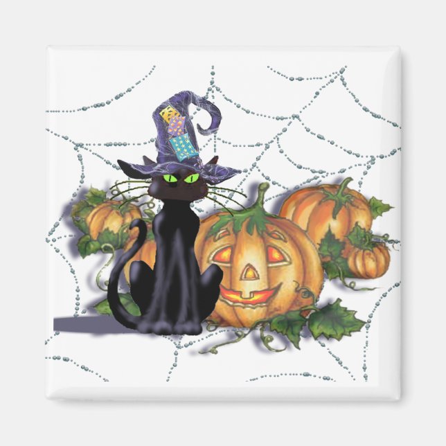 SCHWARZE KATZE, HAT, WEB & JACK VON SHARON SHARPE MAGNET (Vorne)