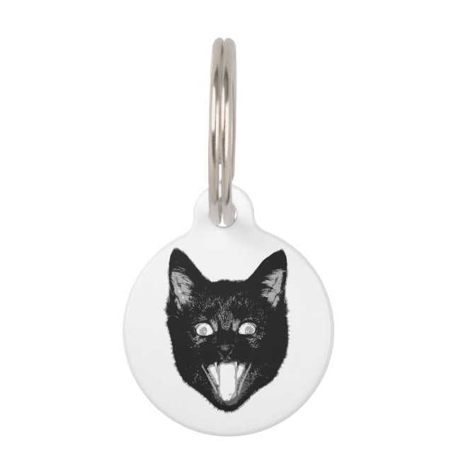 Schwarze Katze Haustiermarke (Vorderseite)