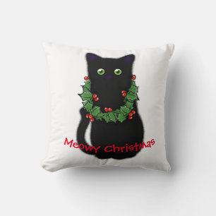 Schwarze Katze   Heilige Weihnachten   Holgarland Kissen