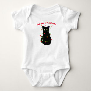 Schwarze Katze   Heilige Weihnachten   Tinkeln Baby Strampler