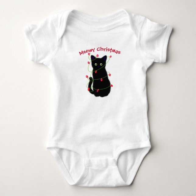 Schwarze Katze | Heilige Weihnachten | Tinkeln Baby Strampler (Vorderseite)