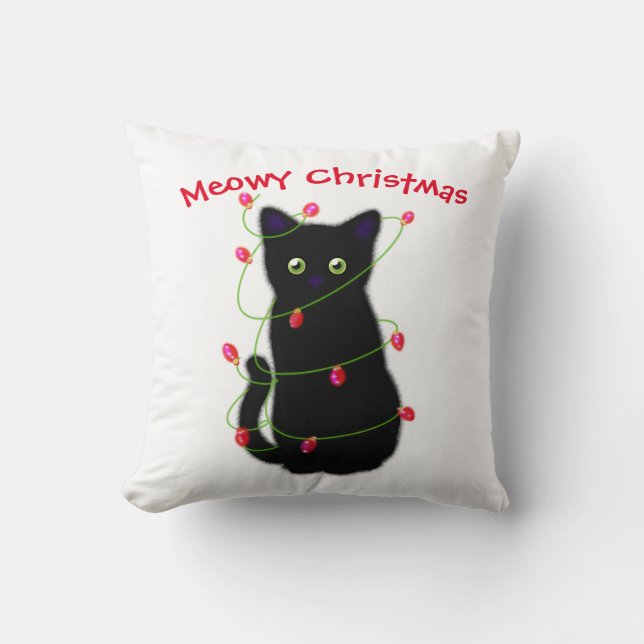 Schwarze Katze | Heilige Weihnachten | Tinkeln Kissen (Vorderseite)