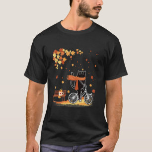 Schwarze Katze Herbst Fahrradfahrt Erntedankfest H T-Shirt
