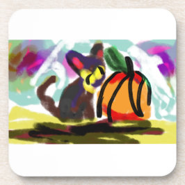 Schwarze Katze Herbst gemütlich Getränkeuntersetzer