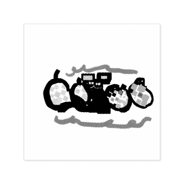 Schwarze Katze Herbst wartet kühl Permastempel (Design)