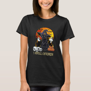Schwarze Katze Hexe Ich rieche Kinder Halloween Mä T-Shirt