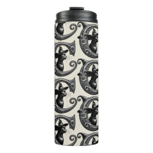 Schwarze Katze Hexe Witchy Buchstabe C Benutzerdef Thermosbecher